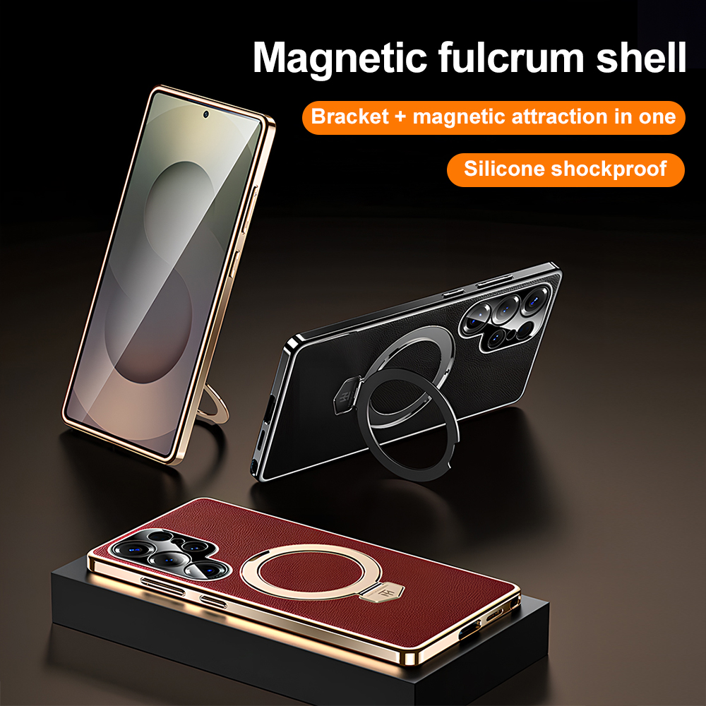 Camera Leather Case - Магнитный чехол-подставка Magsafe для Samsung S25