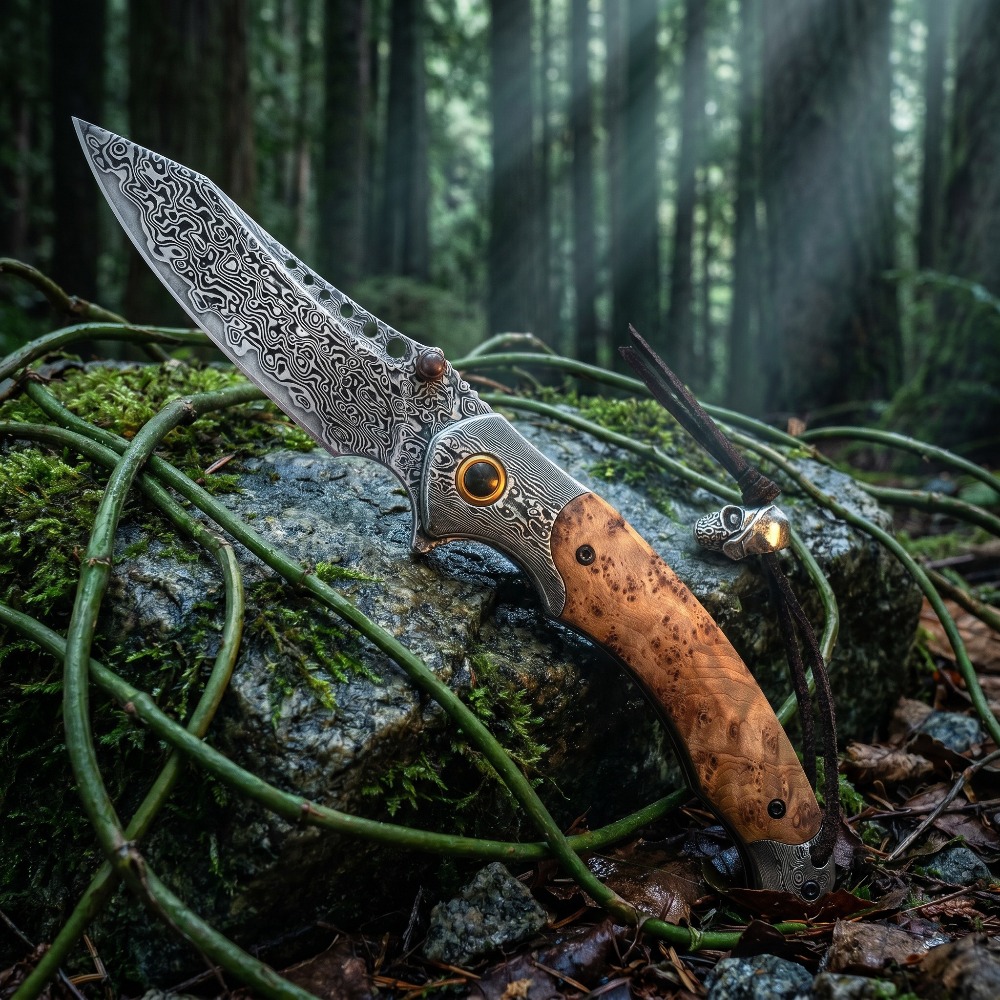 Vintage Collectible Pocket Knives - Складной нож с дамасским узором высокой